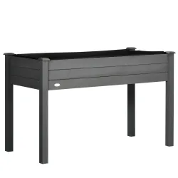 Huerto Urbano Elevado de Madera 122,5x56,5x76 cm con Tela no Tejida para Cultivos Plantas Flores Gris Oscuro - Ogal.Es