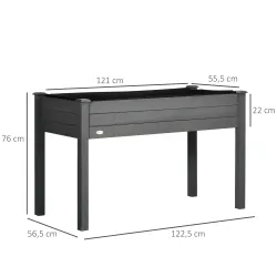 Huerto Urbano Elevado de Madera 122,5x56,5x76 cm con Tela no Tejida para Cultivos Plantas Flores Gris Oscuro - Ogal.Es