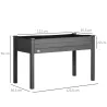 Huerto Urbano Elevado de Madera 122,5x56,5x76 cm con Tela no Tejida para Cultivos Plantas Flores Gris Oscuro - Ogal.Es