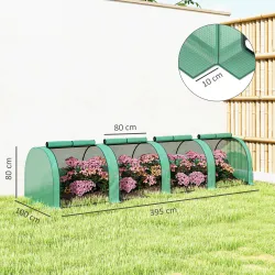 Invernadero Pequeño Invernadero de Jardín para Cultivo de Plantas con 4 Ventanas Enrollables 400x100x80 cm Verde - Ogal.Es