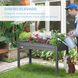 Huerto Urbano Elevado de Madera 122,5x56,5x76 cm con Tela no Tejida para Cultivos Plantas Flores Gris Oscuro - Ogal.Es
