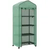 Invernadero de Exterior con 4 Estantes Ruedas Puerta Enrollable Cubierta de PE y Marco de Acero 69x50x165 cm Verde - Ogal.Es