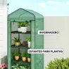 Invernadero de Exterior con 4 Estantes Ruedas Puerta Enrollable Cubierta de PE y Marco de Acero 69x50x165 cm Verde - Ogal.Es