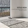 Biombo de 3 Paneles 122x198 cm Biombo Separador de Ambientes con Soporte Diseño de Hojas Grandes Negro - Ogal.Es