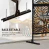 Biombo de 3 Paneles 122x198 cm Biombo Separador de Ambientes con Soporte Diseño de Hojas Grandes Negro - Ogal.Es