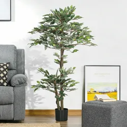Ficus Artificial 150 cm Planta Artificial con 1008 Hojas Musgo y Maceta Planta Artificial Decorativa Verde - Ogal.Es