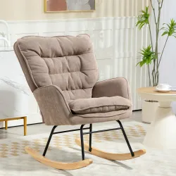 Silla Mecedora con Patas de Madera de Haya y Reposabrazos Mecedora para Lactancia Carga 120 kg para Dormitorio M... - Ogal.Es