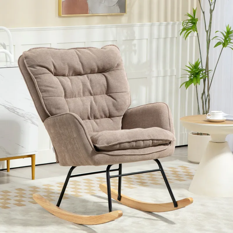 Silla Mecedora con Patas de Madera de Haya y Reposabrazos Mecedora para Lactancia Carga 120 kg para Dormitorio M... - Ogal.Es