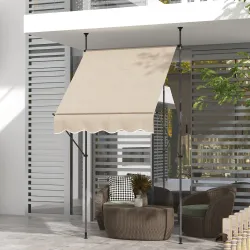 Toldo autoportante retráctil de 1,5x1,2x2,1-3 m con inclinación ajustable metal aluminio poliéster sable - Ogal.Es