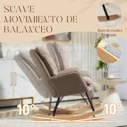 Silla Mecedora con Patas de Madera de Haya y Reposabrazos Mecedora para Lactancia Carga 120 kg para Dormitorio M... - Ogal.Es