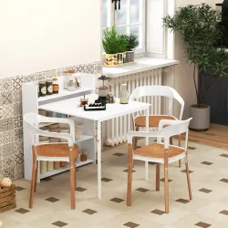 Mesa Plegable de Comedor Mesa de Cocina con Ala Abatible 4 Compartimentos Hasta 3 Personas 78,5x91x93 cm Blanco - Ogal.Es