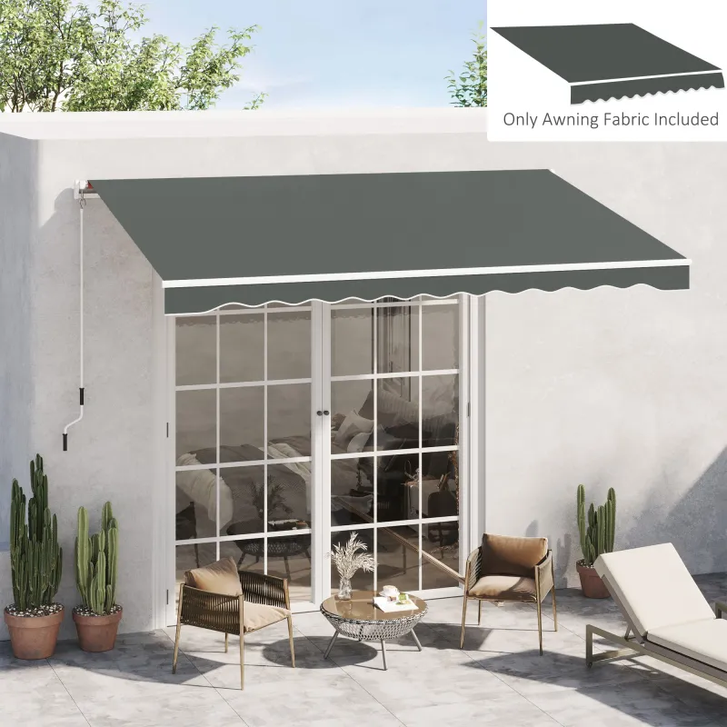 Techo de Repuesto para Toldo 382x240 cm Lona para Toldo con Dobladillo Protección UV Impermeable para Patio Gris - Ogal.Es