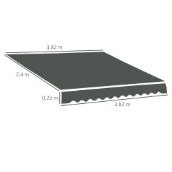 Techo de Repuesto para Toldo 382x240 cm Lona para Toldo con Dobladillo Protección UV Impermeable para Patio Gris - Ogal.Es