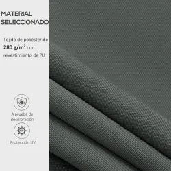 Techo de Repuesto para Toldo 382x240 cm Lona para Toldo con Dobladillo Protección UV Impermeable para Patio Gris - Ogal.Es