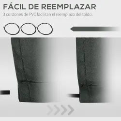 Techo de Repuesto para Toldo 382x240 cm Lona para Toldo con Dobladillo Protección UV Impermeable para Patio Gris - Ogal.Es