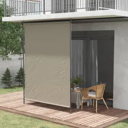 Toldo Vertical Exterior 200x305 cm Pantalla de Privacidad Enrollable Ajustable con Manivela Protección UV 40+ Arena - Ogal.Es