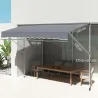 Toldo Manual Retráctil 4x1,2 m Altura Ajustable 170-280 cm con Manivela Anti-UV e Impermeable Sin Taladro Gris O... - Ogal.Es