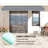 Toldo Manual Retráctil 4x1,2 m Altura Ajustable 170-280 cm con Manivela Anti-UV e Impermeable Sin Taladro Gris O... - Ogal.Es