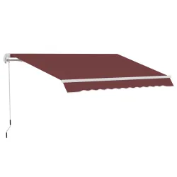 Toldo Retráctil Manual 3,5x2,5 m con Ángulo Ajustable Manivela Estructura de Aluminio y Protección UPF30+ Rojo Vino - Ogal.Es