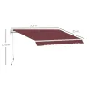 Toldo Retráctil Manual 3,5x2,5 m con Ángulo Ajustable Manivela Estructura de Aluminio y Protección UPF30+ Rojo Vino - Ogal.Es
