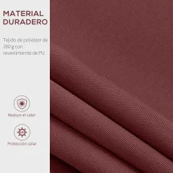 Toldo Retráctil Manual 3,5x2,5 m con Ángulo Ajustable Manivela Estructura de Aluminio y Protección UPF30+ Rojo Vino - Ogal.Es