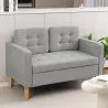 Sofá de 2 Plazas con Espacio de Almacenamiento Patas de Madera Respaldo Capitoné 117x62x78 cm Gris Claro - Ogal.Es