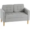 Sofá de 2 Plazas con Espacio de Almacenamiento Patas de Madera Respaldo Capitoné 117x62x78 cm Gris Claro - Ogal.Es