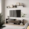 Mueble de Salón para TV Conjunto Muebles de TV 153,6x25x42cm y Estante de Pared 150x14,5x16,3cm Negro y Marrón - Ogal.Es