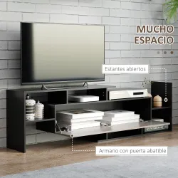 Mueble de Salón para TV Conjunto Muebles de TV 153,6x25x42cm y Estante de Pared 150x14,5x16,3cm Negro y Marrón - Ogal.Es