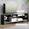 Mueble de Salón para TV Conjunto Muebles de TV 153,6x25x42cm y Estante de Pared 150x14,5x16,3cm Negro y Marrón - Ogal.Es