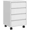 Cajonera de Oficina con 4 Cajones Cajonera de Escritorio con Ruedas para Estudio 46x40x65 cm Blanco - Ogal.Es