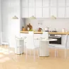Set de 6 Sillas de Comedor Tapizadas de Cuero Sintético con Respaldo Alto y Patas de Acero 41x50x97 cm Blanco - Ogal.Es