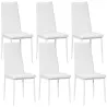 Set de 6 Sillas de Comedor Tapizadas de Cuero Sintético con Respaldo Alto y Patas de Acero 41x50x97 cm Blanco - Ogal.Es