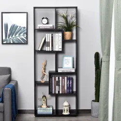Estantería Moderna Biblioteca Estrecha con 8 Estantes Librería para Salón Dormitorio Estudio 70x24x178 cm Negro - Ogal.Es
