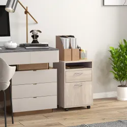 Cajonera de Escritorio con Ruedas Cajón Compartimento Puerta Archivador Móvil para Estudio 40x35x60 cm Roble - Ogal.Es