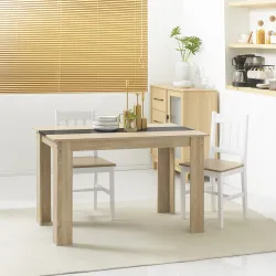 Mesa de Comedor para 4-6 Personas Mesa de Cocina Rectangular Estilo Moderno 120x69x75 cm Roble y Negro - Ogal.Es