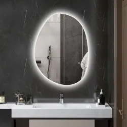 Espejo de Baño con Luz LED 80x60 cm 3 Colores de Luz Brillo Regulable Función Antivaho Función de Memoria IP44 - Ogal.Es