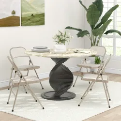 Juego de 4 Sillas Plegables Tapizadas en Lino Sintético con Respaldo y Estructura de Acero para Salón 45x46x78 c... - Ogal.Es