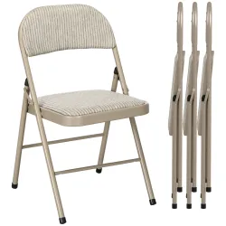 Juego de 4 Sillas Plegables Tapizadas en Lino Sintético con Respaldo y Estructura de Acero para Salón 45x46x78 c... - Ogal.Es