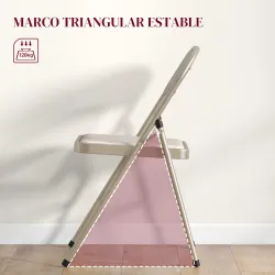 Juego de 4 Sillas Plegables Tapizadas en Lino Sintético con Respaldo y Estructura de Acero para Salón 45x46x78 c... - Ogal.Es
