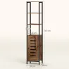 Columna de Baño Estrecha con Puerta de Lamas Estantes Ajustables Compartimentos Abiertos 37x30x167 cm Marrón Rús... - Ogal.Es