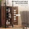 Columna de Baño Estrecha con Puerta de Lamas Estantes Ajustables Compartimentos Abiertos 37x30x167 cm Marrón Rús... - Ogal.Es
