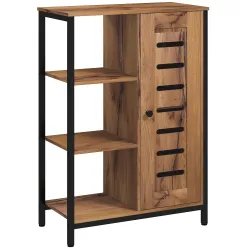 Armario de Baño Estrecho Puerta de Lamas 60x30x85 cm Marrón Rústico - Ogal.Es