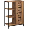 Armario de Baño Estrecho Puerta de Lamas 60x30x85 cm Marrón Rústico - Ogal.Es