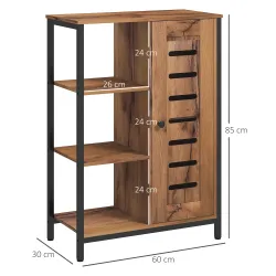 Armario de Baño Estrecho Puerta de Lamas 60x30x85 cm Marrón Rústico - Ogal.Es