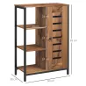 Armario de Baño Estrecho Puerta de Lamas 60x30x85 cm Marrón Rústico - Ogal.Es