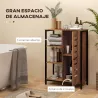 Armario de Baño Estrecho Puerta de Lamas 60x30x85 cm Marrón Rústico - Ogal.Es