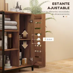 Armario de Baño Estrecho Puerta de Lamas 60x30x85 cm Marrón Rústico - Ogal.Es