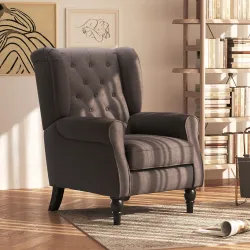Sillón de Salón con Reposacabezas y Patas de Madera Butaca Carga 160 kg para Dormitorio Oficina Sala de Estar Ma... - Ogal.Es