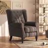 Sillón de Salón con Reposacabezas y Patas de Madera Butaca Carga 160 kg para Dormitorio Oficina Sala de Estar Ma... - Ogal.Es